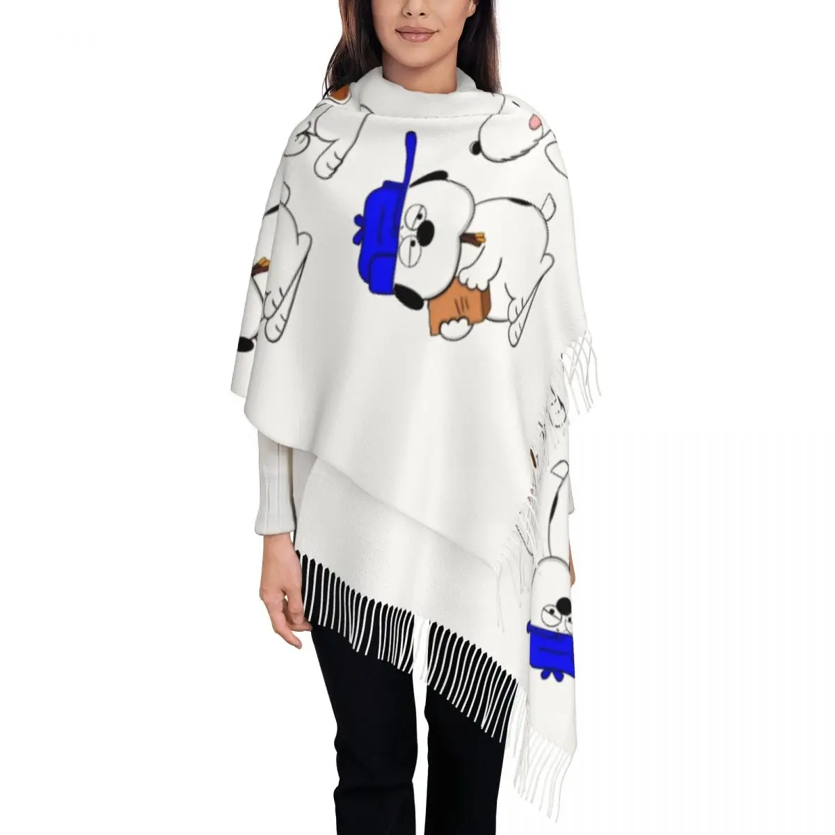 Custom Ladies Long S-Snoopys And Olaf Scarves Women Winter Thick Warm Tassel Shawl Wraps Scarf