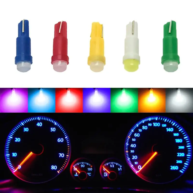 10Pcs T5 Car Dashboard LED Bulbs Eco-friendly Low Power Auto Instrument Gauge Lighting for Car Interior Replacement