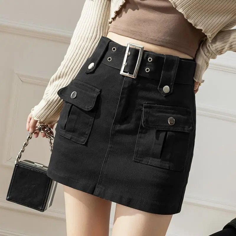 

Workwear Short Skirt Women, Autumn And Winter Vintage Style, A-Line Half Skirt, High Waist, Slimming Bodycon