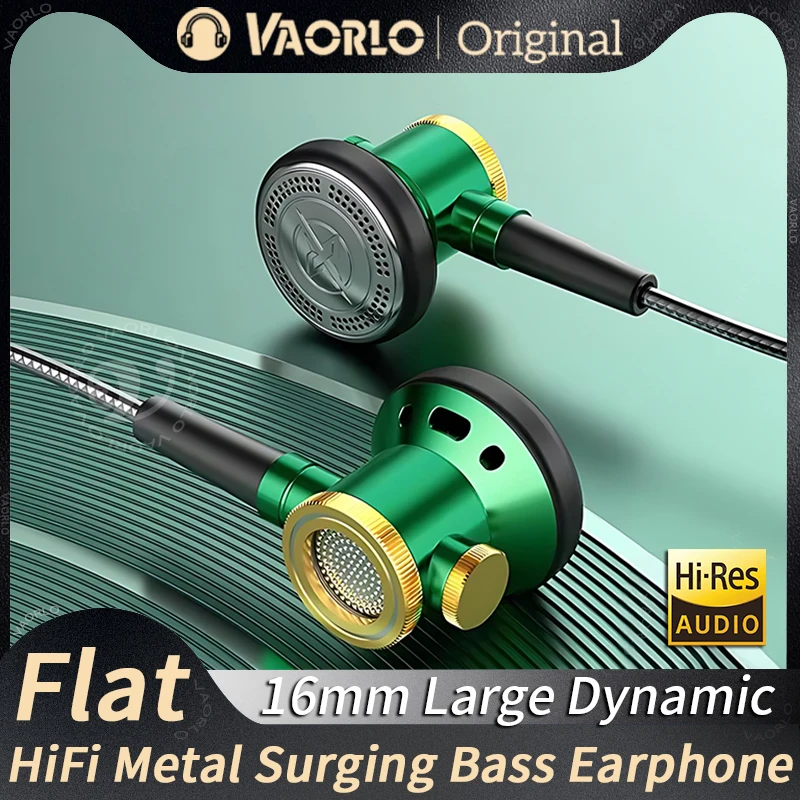 D08 Metal HiFi 3.5mm/Type-C In Ear Headphones Flat Head Earphone With Mic Wired Clear Sound Bass Headsets For Sports Music Gamer