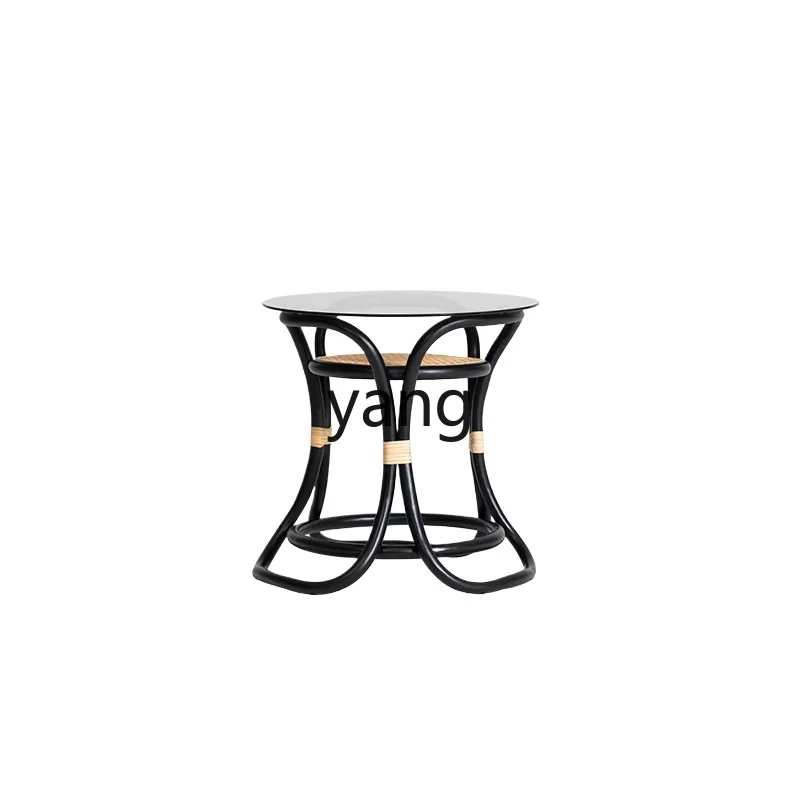 

Yjq Sofa and Bedside Side Table Small round Table Bedroom Small Coffee Table Rattan Living Room