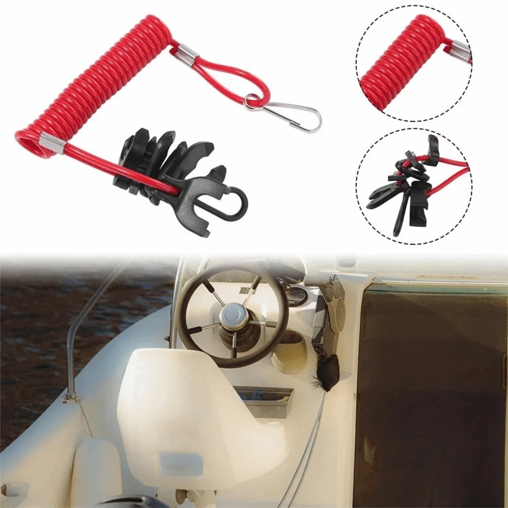 TPU Boat Kill Lanyard Quick Pull Shutoff Elastic Braided Rope Outboard Safety Rope Nylon Material Breakaway Structure