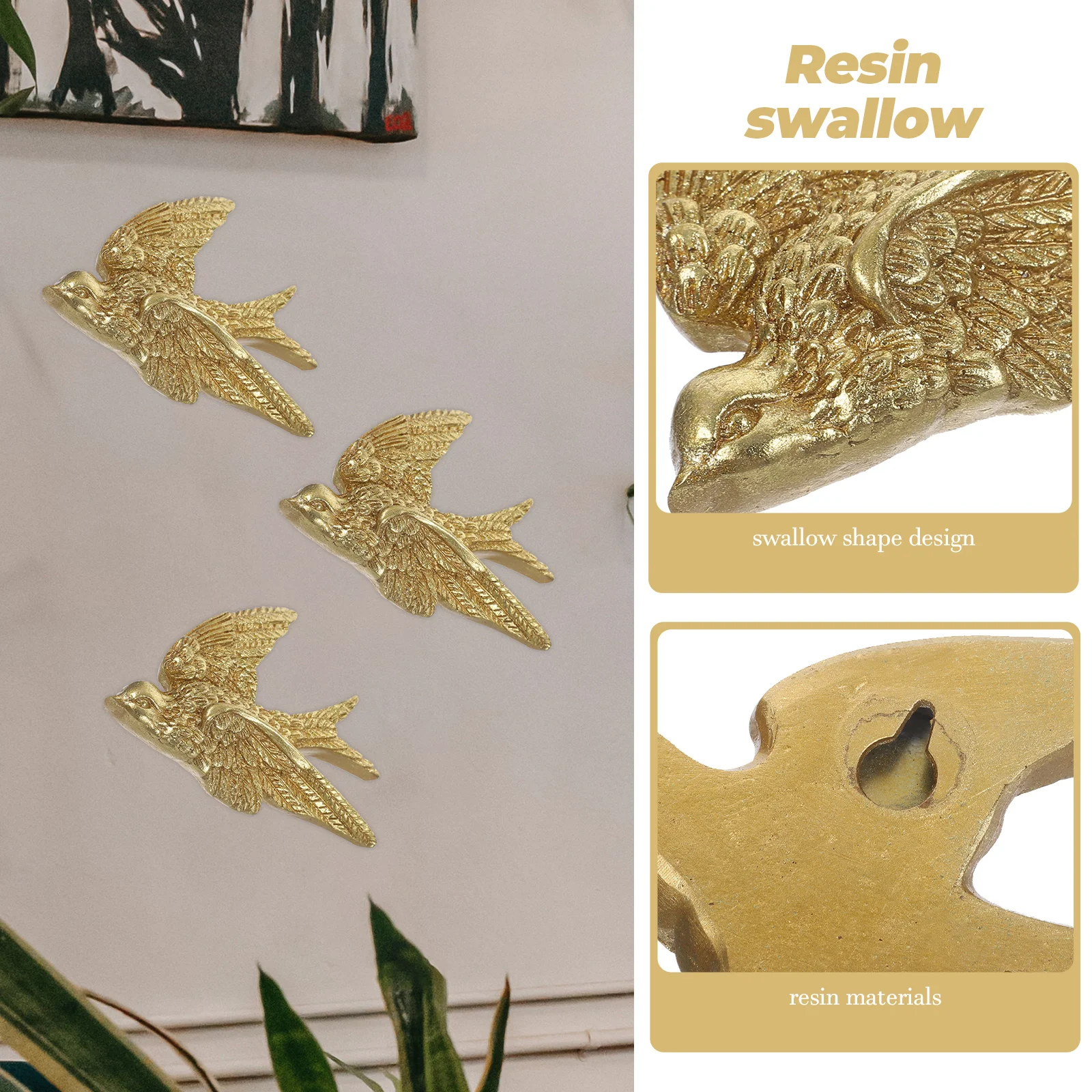 

1 set 1 Set Retro Swallow Hanging Decor Resin Swallow Ornament Home Wall Art Craft Room Garden Decoration Wall Pendant