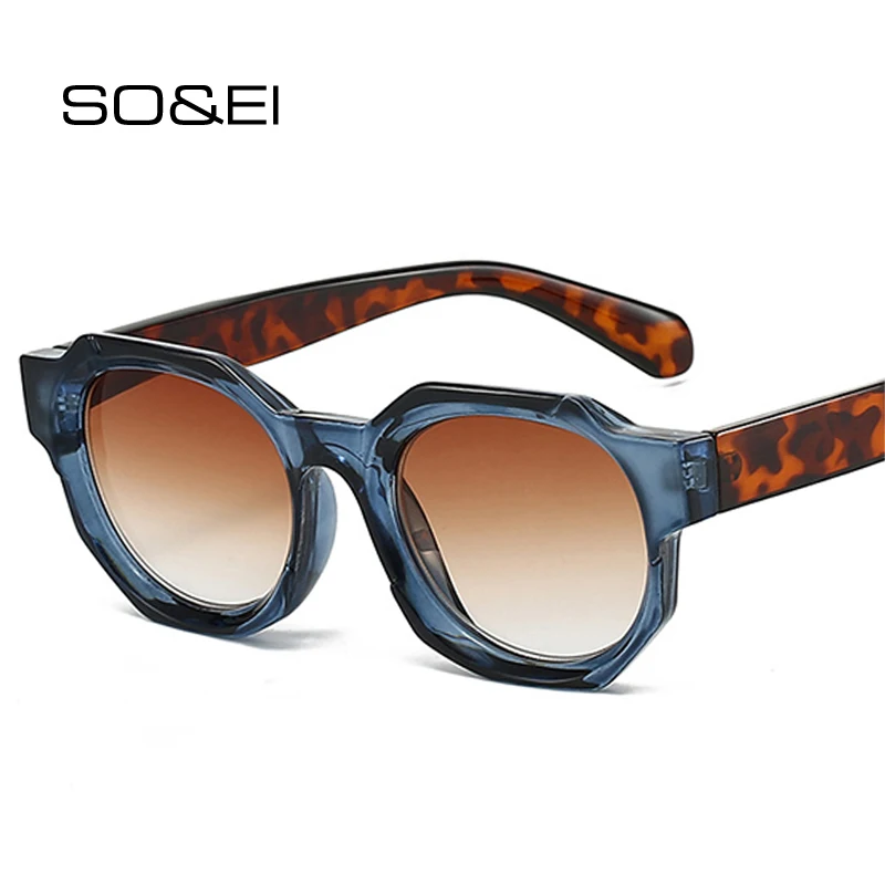 SO&EI Fashion Polygon Square Reading Glasses Women Fashion Tea Gradient Men Sun Glasses