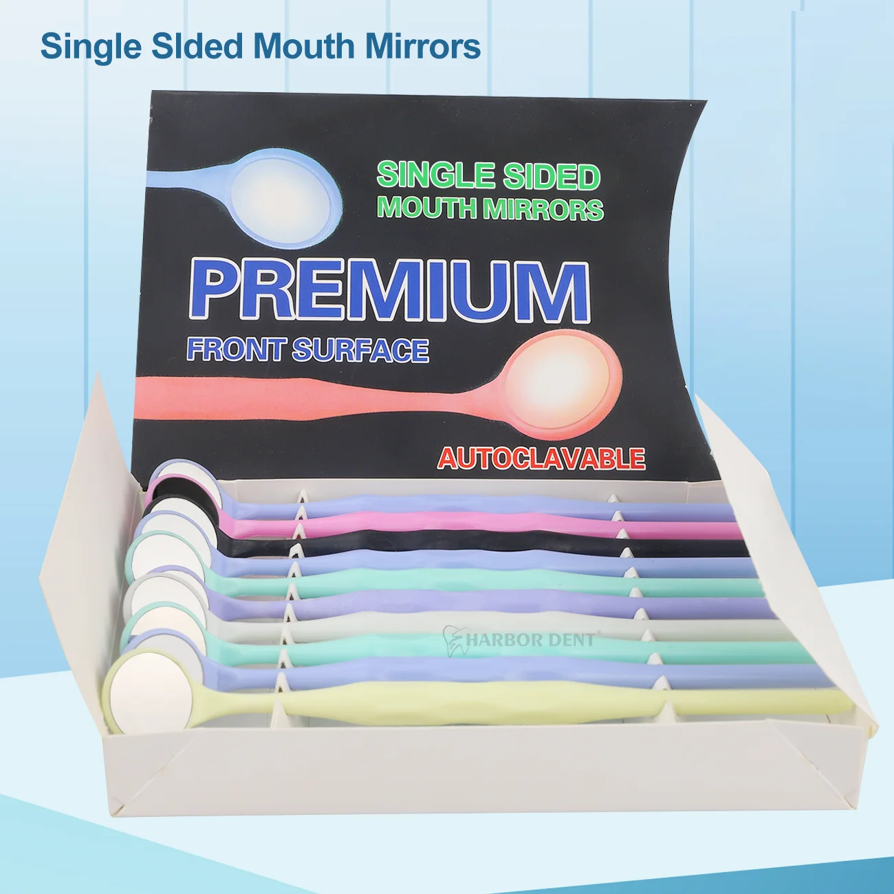 10pcs/Box Dental Colorful Anti-fog Dental Mouth Checking Mirror Single Sided Surface Exam Mirrors Reflectors With Handle