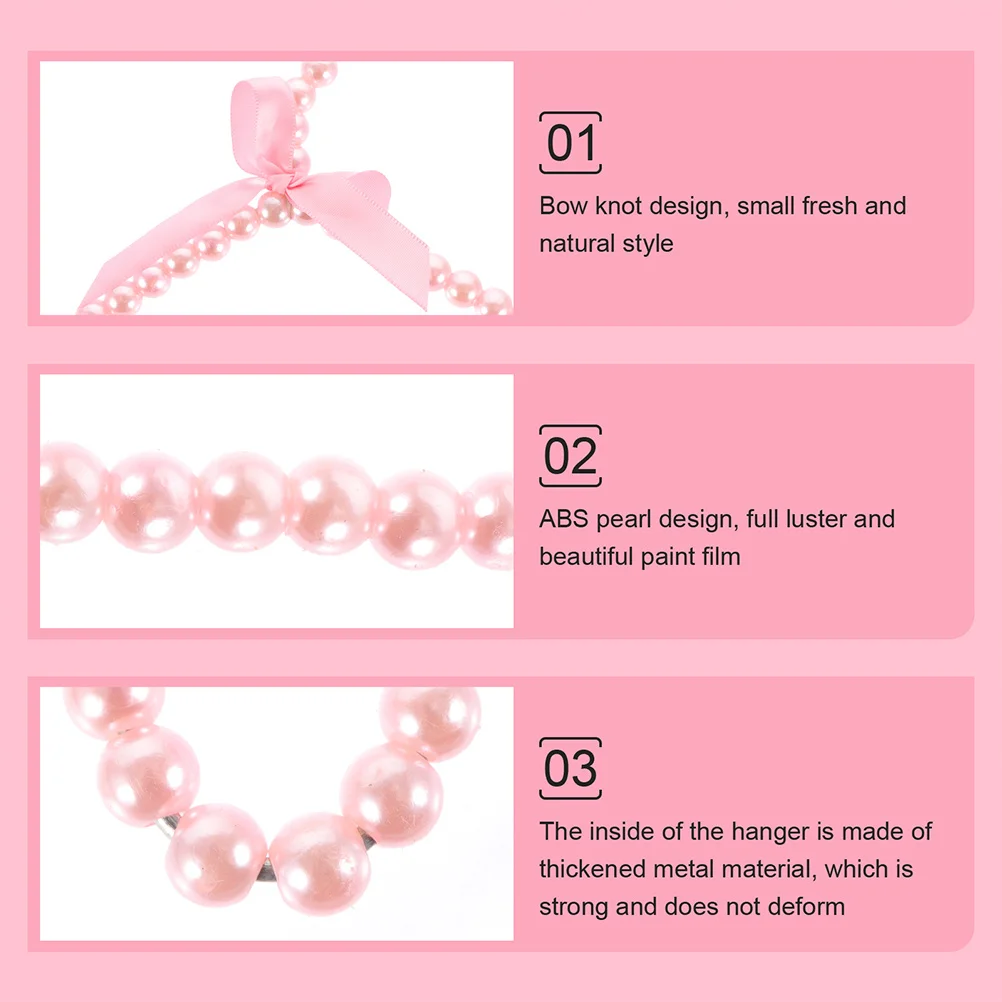 

2Pcs Pet Clothes Hanger Pearl Decorative Anti-Skid Dog Garment Rack Small Coat Pink Pearl Hangers Dog Hangers Pet Clothes Hanger