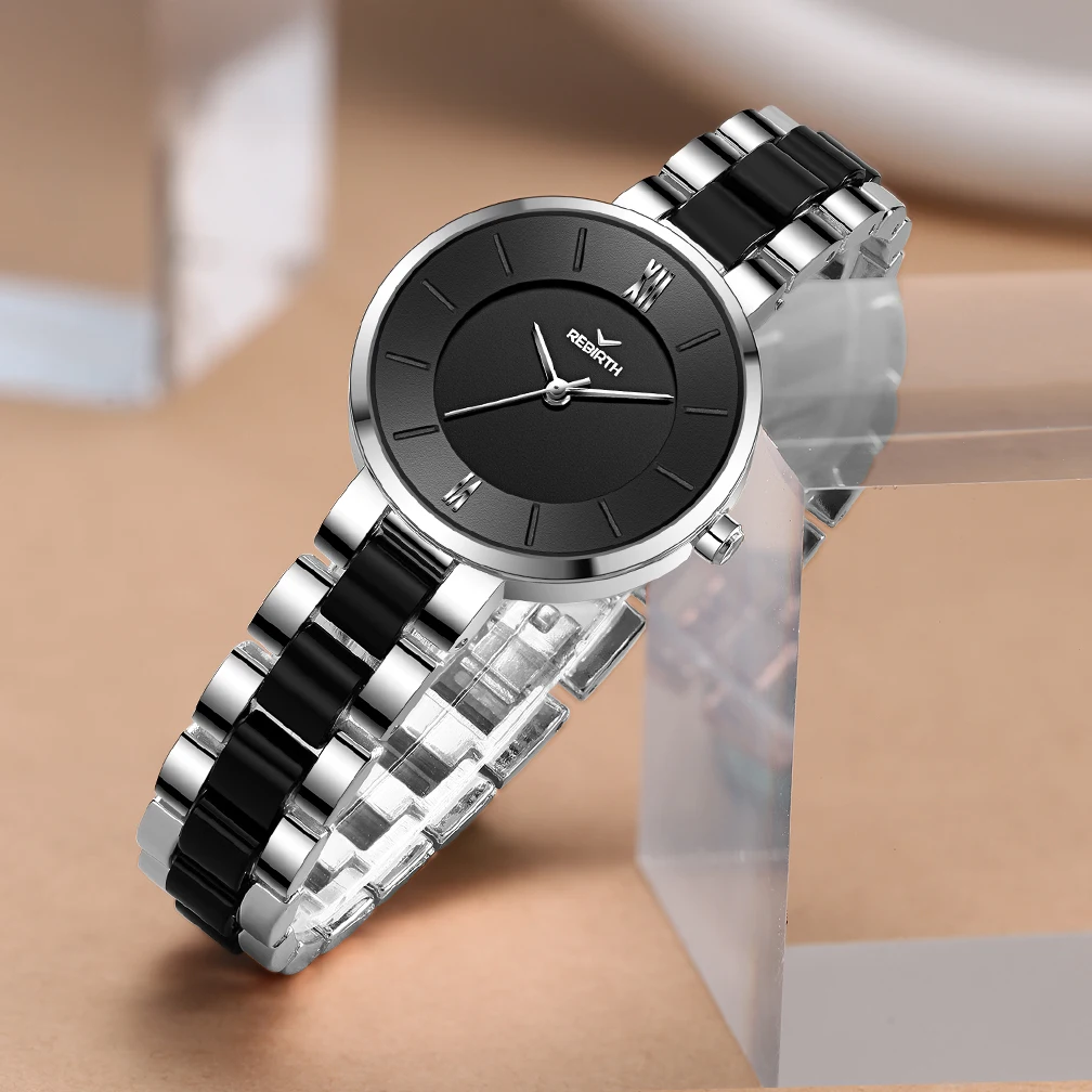 REBIRTH Waterproof Women's Watch Original Korea Elegant Quartz Ceramic Watch