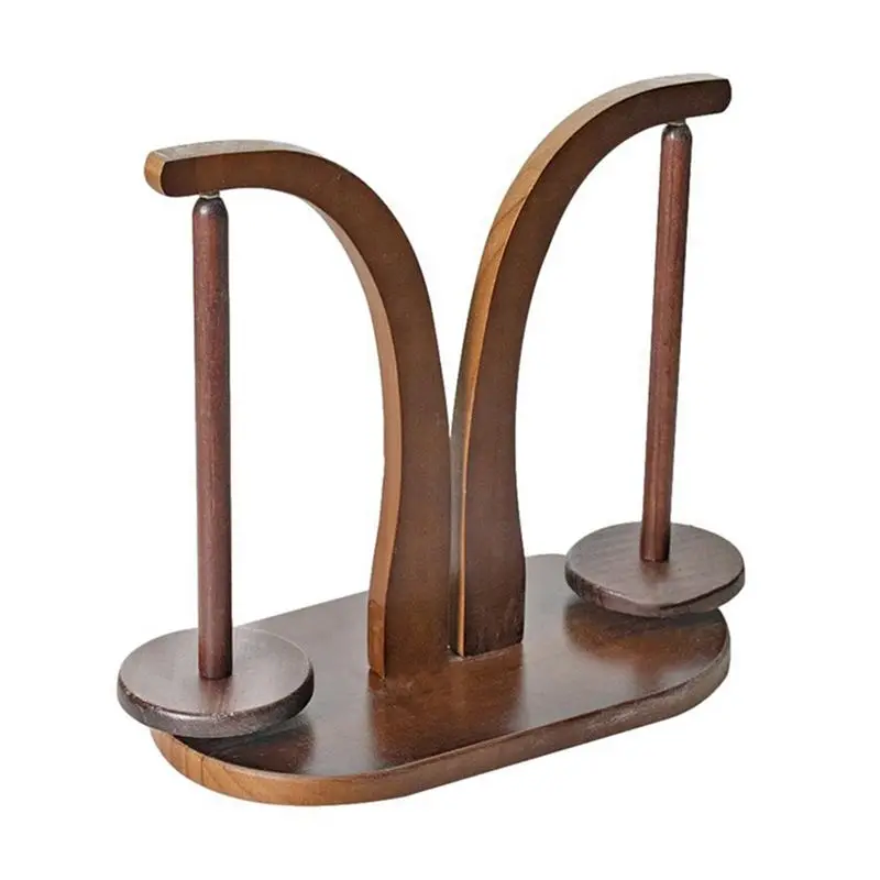 AFOURT-Disc Double-Shaft Wooden Bobbin Holder Hand-Woven Wool Holder Wooden Wool Shaft Rotating Tool