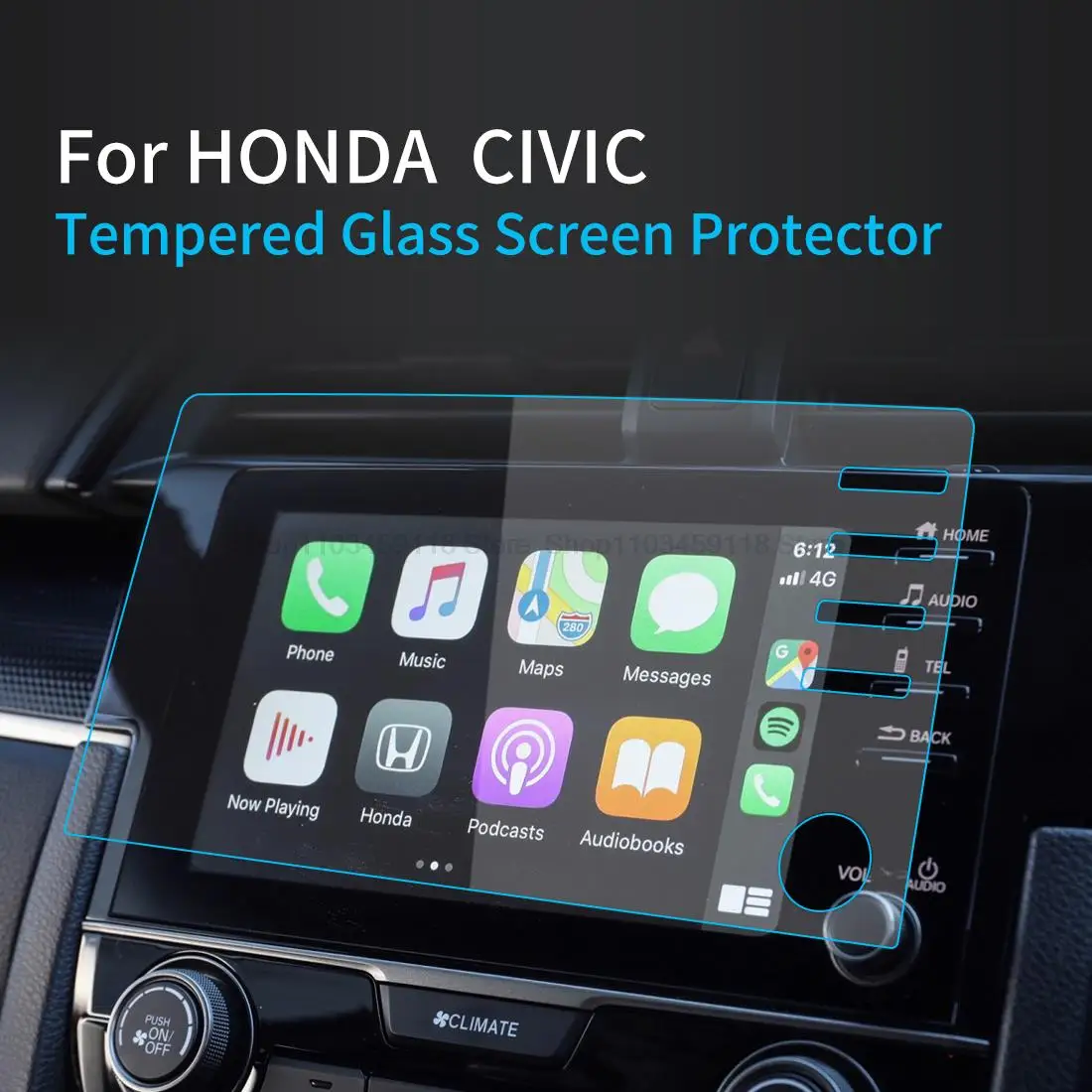 Tempered glass Screen protector  For Honda Civic Sport 2019 2020 Car 4 holes  radio GPS Navigation  anti-scratch accessories