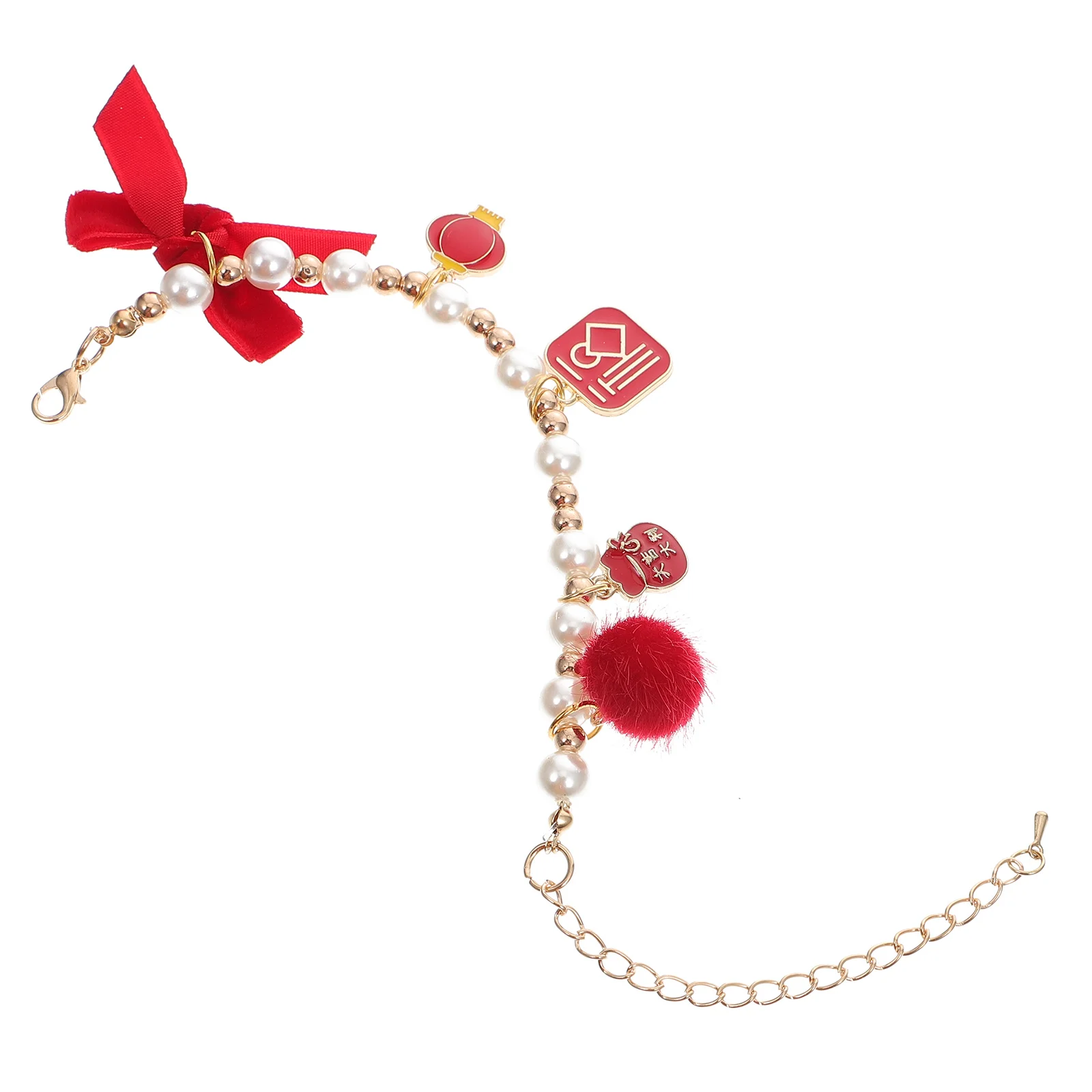 

Lovely Pearl Pet Collar Necklace Adjustable Stylish Bow Knot Decorative For Cats Dogs New Year Party Exquisite Adorable Iron
