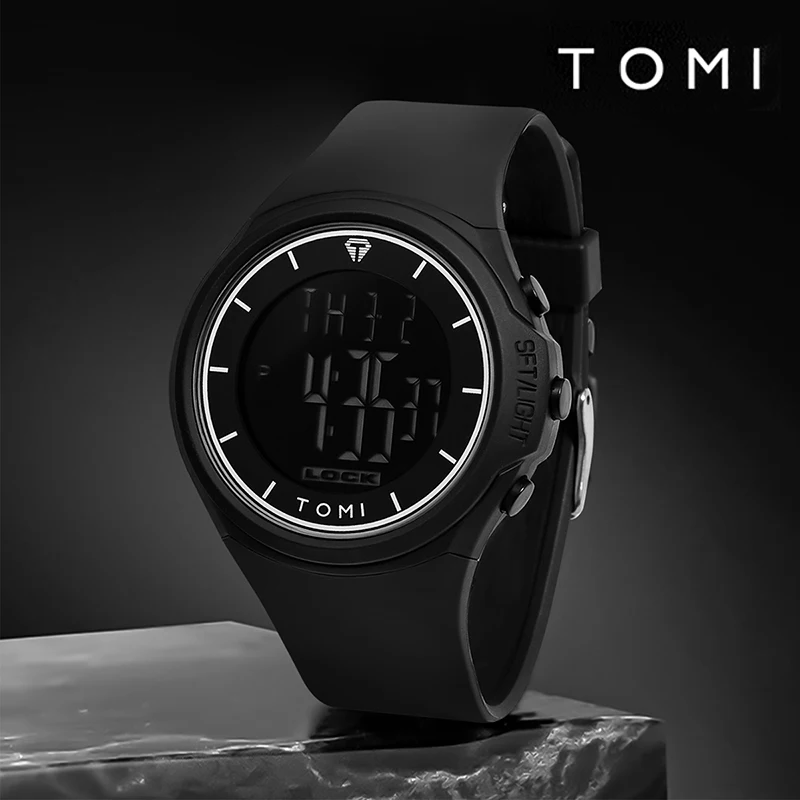 TOMI Men's Digital Electronic Watch Sports Glow 30M Waterproof Student Outdoor Adventure Trend Multi Functional Electronic Watch