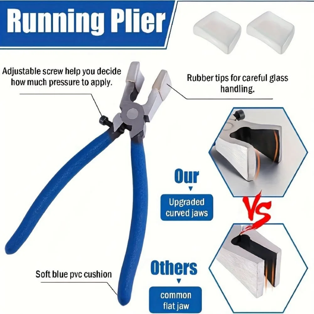 Glass Running Breaking Pliers Class Cutter Kit Premium Glass Pliers & Cutter Kit: Precision Tools For Glass Projects