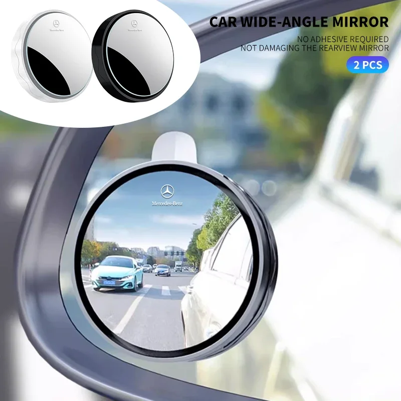 2pcs Car Suction Cup Blind Spot Mirror 360° Wide Angle Rearview For Mercedes Benz B/C/E/S Clase A C200L GLC GLK CLA W166 163 221