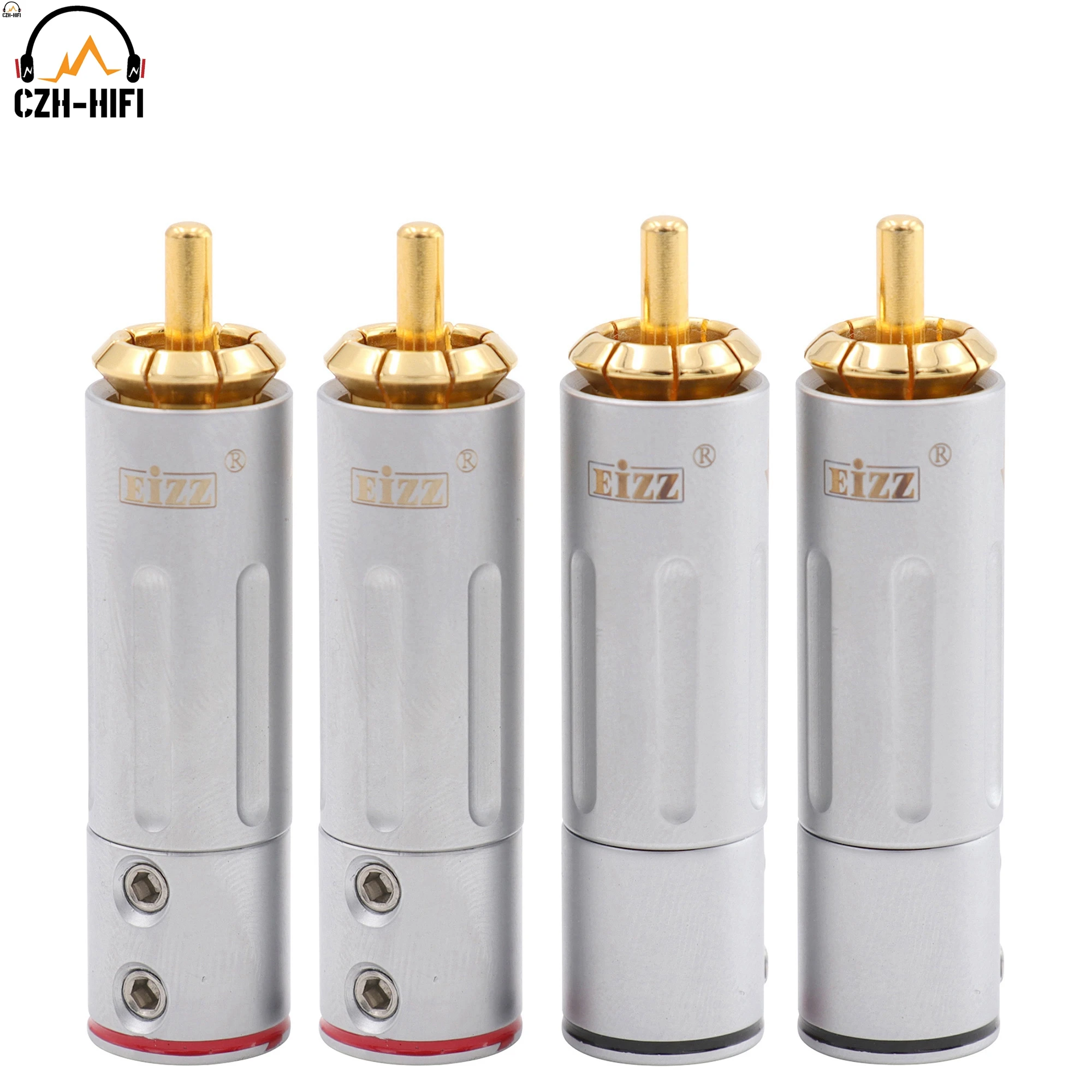 

EIZZ High End RCA Plug 24K Gold plated Brass RCA Connector for Adapter With Lock Hifi Audio Video AMP TV AV DVD Signal Cable