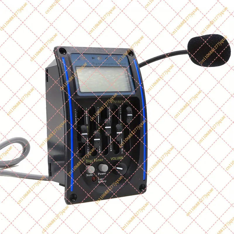 5-Band Acoustic Guitar Pickup EQ Preamp with LCD Tuner & Built-in Microphone