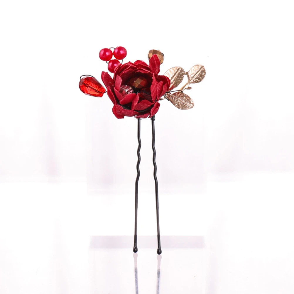 

10pcs Bridal Hair Stick Clip Accessories Chopsticks Women Hairpin Decorative Bride Wedding Party Flowers Retro Rose Durable