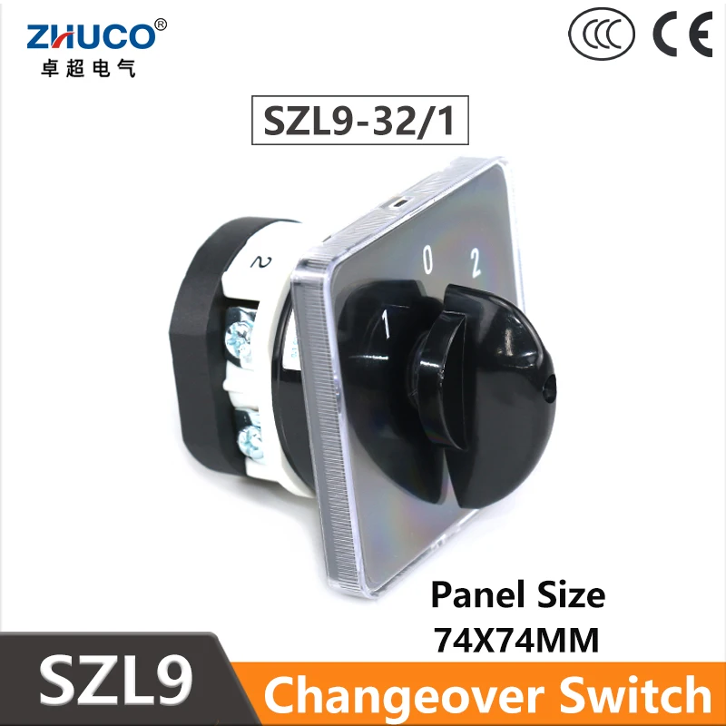 

ZHUCO SZL9-32/1 32A Three Positon Four Screws One Pole Silver Contact Electric Selector Universal Rotary Changeover Cam Switch
