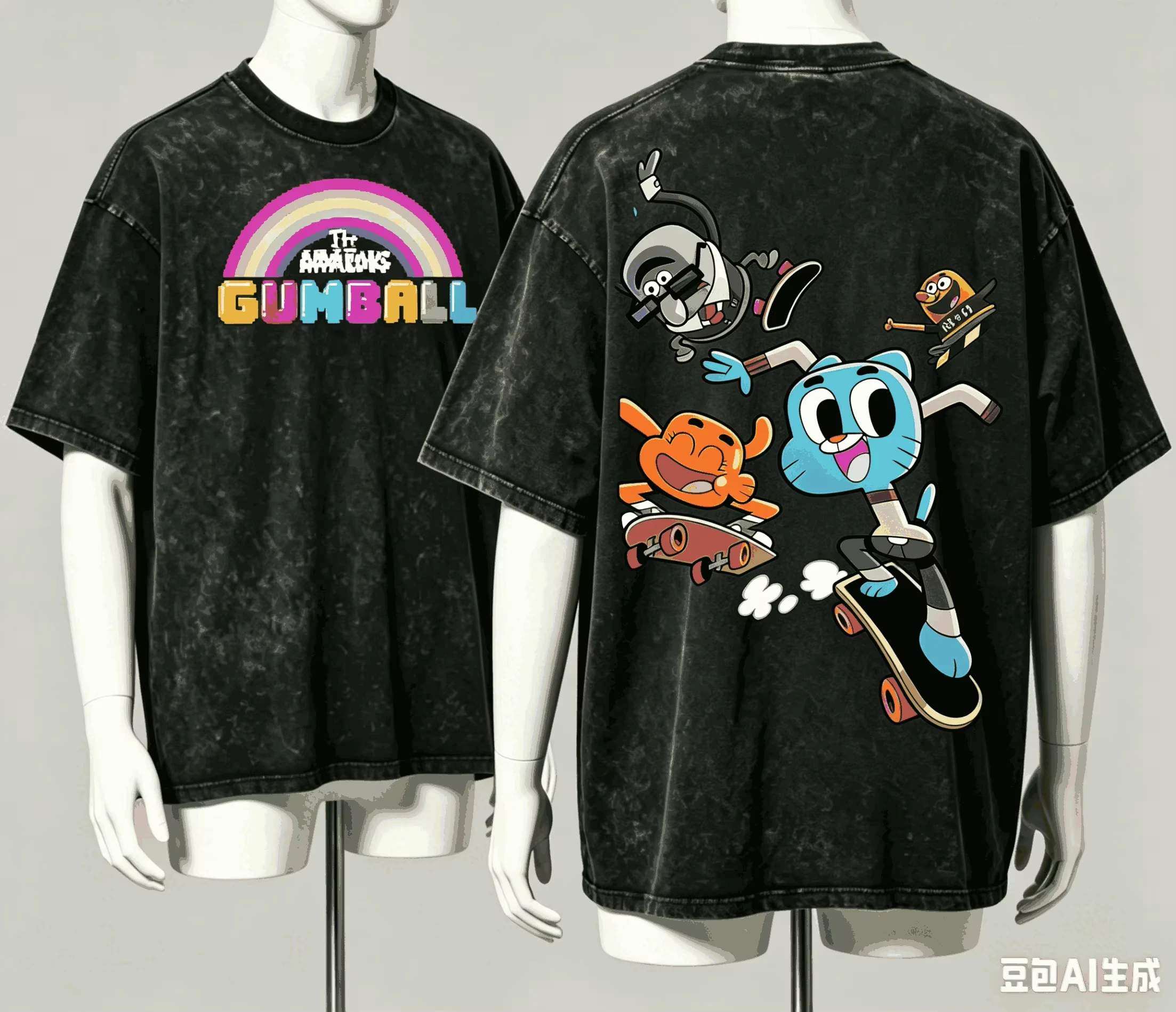 The Amazing World of Gumball New Model personality Clothes Oversized Unisex Streetwear Trendy Cotton Vintage Loose Retro Fashion