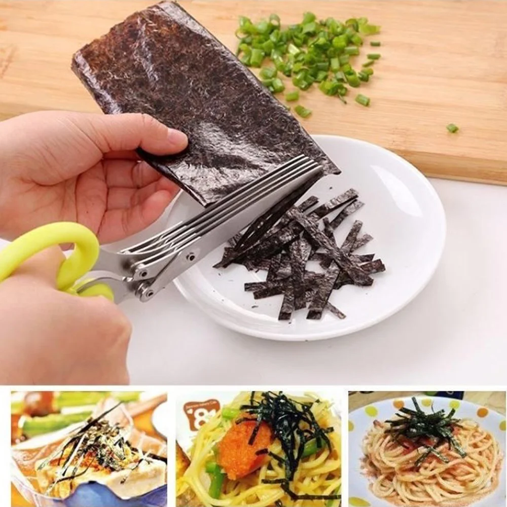 101 Stainless Steel Multi-layer Kitchen Scissors, Multi-functional Household Chopped Green Onion, Seaweed 5-Section Cutting
