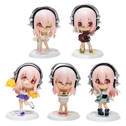 10CM Anime Figure Super Sonico Working Swimsuit Suit Chassis Q Version Model Dolls Toy Gift Collect Boxed Ornament PVC Material