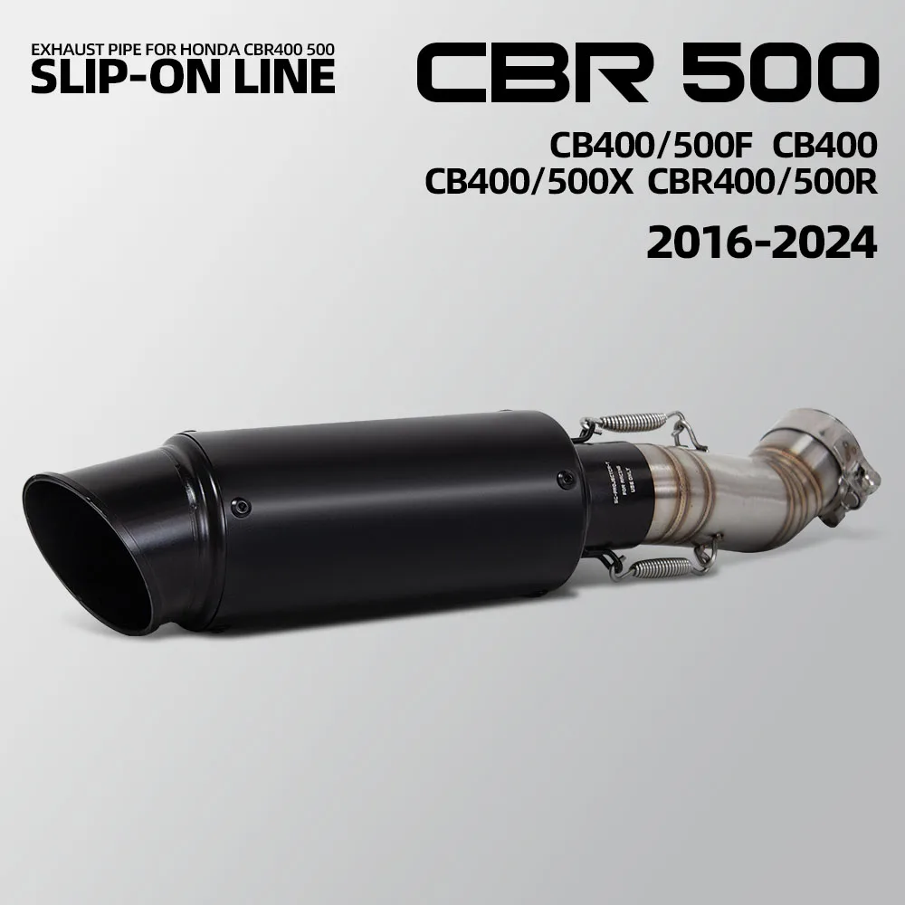 

For Honda CBR500R CB500F CB500X CBR400R CB400F CB400X 2016-2024 Motorcycle Slip on Line Exhaust Project Muffler Middle Pipe