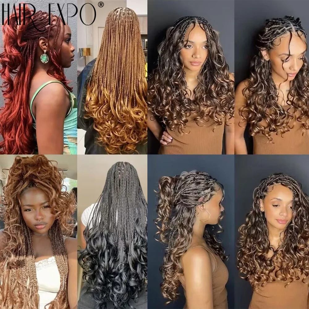 3PCS French Curls Braiding Hair Extensions Synthetic Hair Loose Wave Spiral Curl Braids Hair Ombre Pre Stretched Hair For Women 2