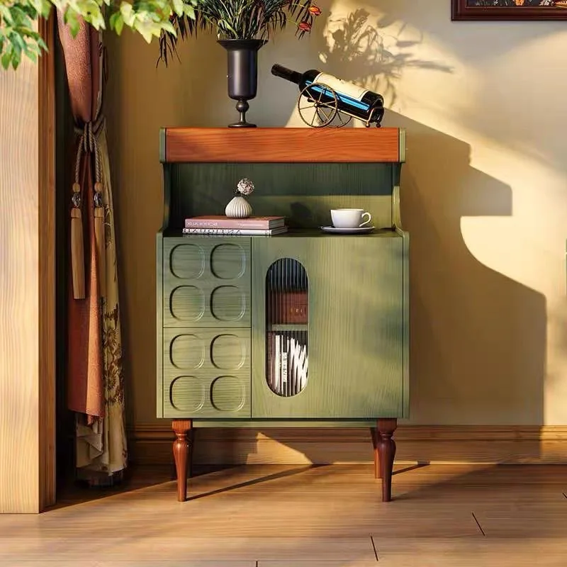 Edge retro almacenamiento simple francés integrado madera maciza pared de salón gabinete de vino armario de cocina