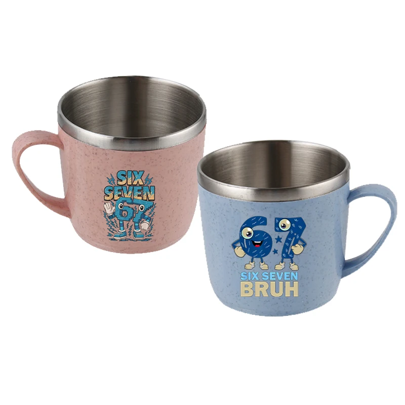 67SIX SEVEN Steal A BrainRot Edelstahl Wasserflasche Becher Hand Milchbecher Büro Trinkgeschirr Zahnbürstenbecher Home Wasserbecher Geschenk