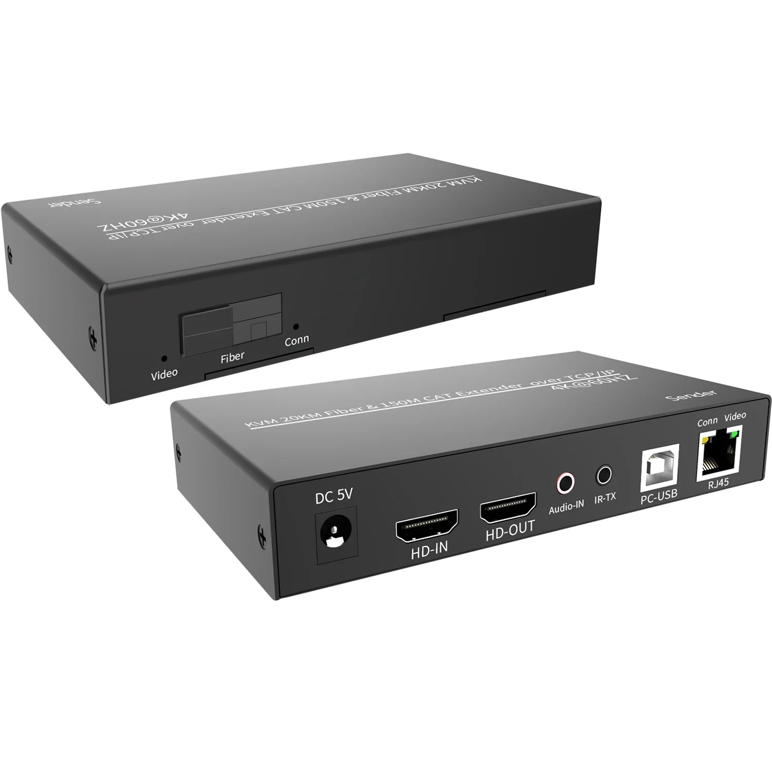 4K@60hz 20KM HDMI USB KVM Fiber Optical Extender & 150m RJ45 Ethernet Cat6 Cable Extender Audio Video Transmitter and Receiver