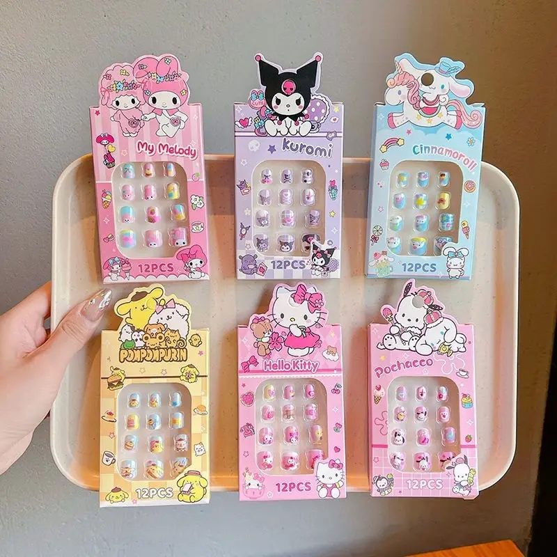 3pcs Hello Kitty Anime Kawaii Sanrio Ins Mode Kinderen Nail Stickers Leuke Cartoon Cinnamoroll Patches Cadeaus voor Kinderen