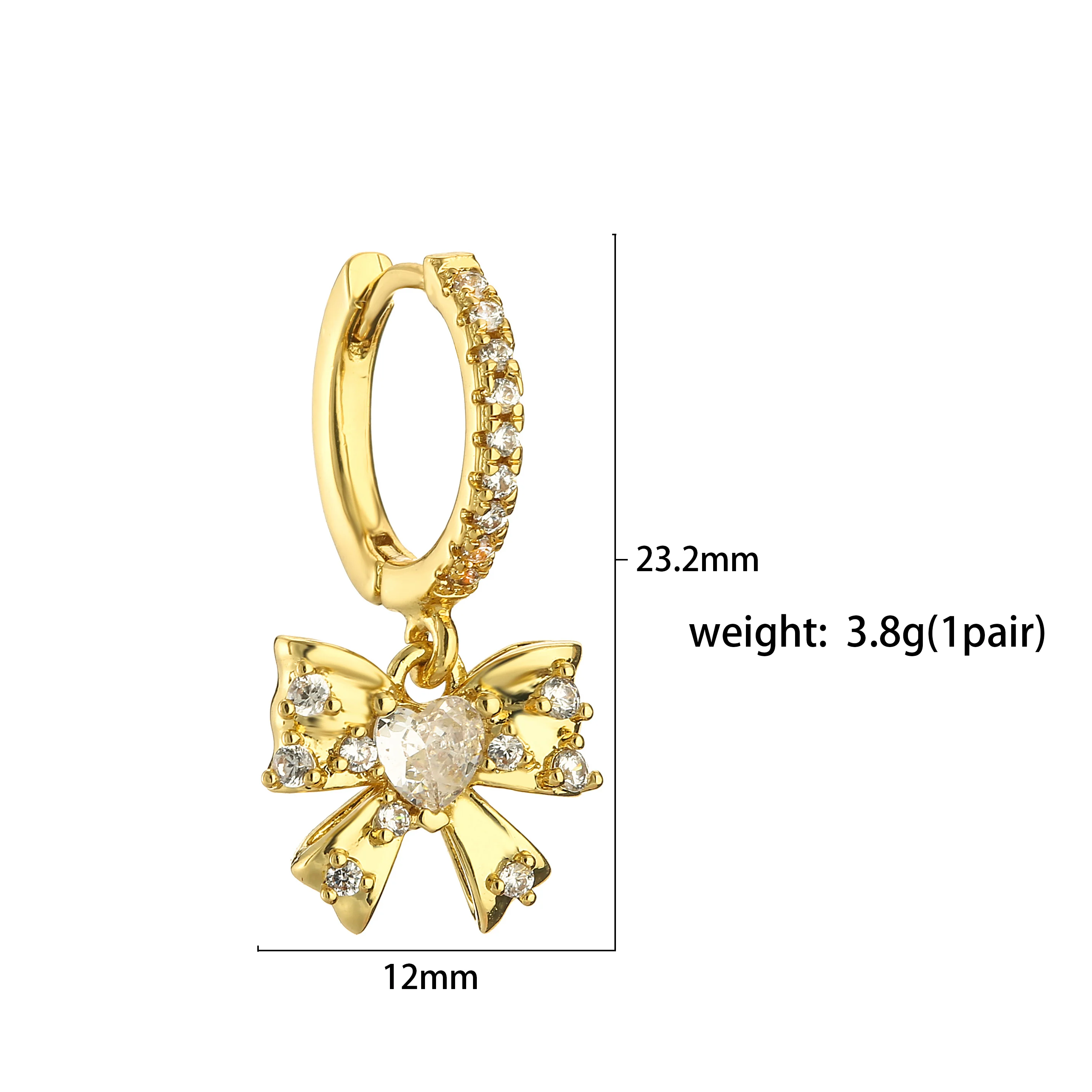 HECHENG, Little Huggies Hoop Earrings For Women Tiny Bear Heart Star Zirconia Pendant Cartilage Earrings Piercing Jewelry