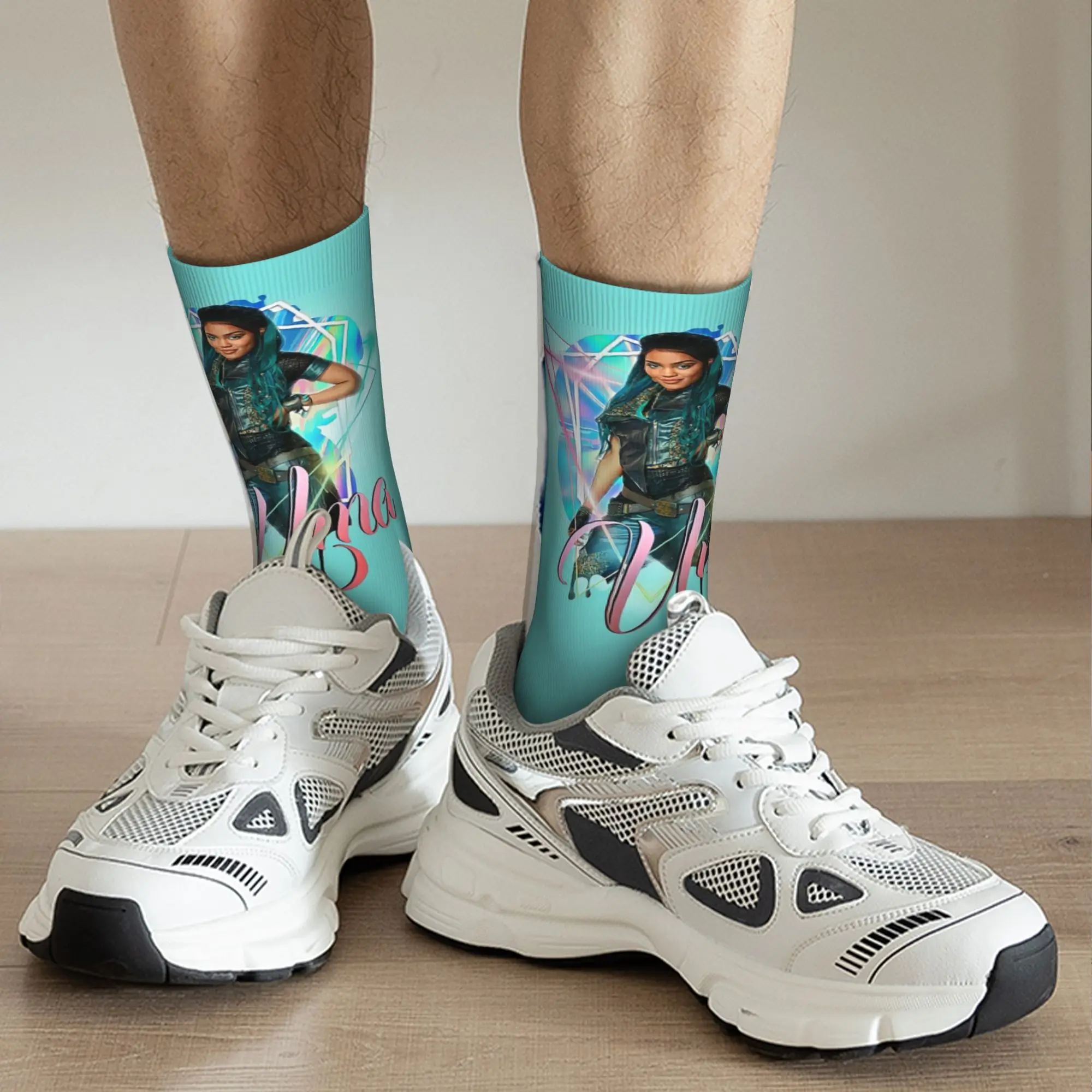Uma Princess – Descendants 3 Socken, Harajuku, schweißabsorbierende Strümpfe, ganzjährige lange Socken für Unisex-Weihnachtsgeschenke