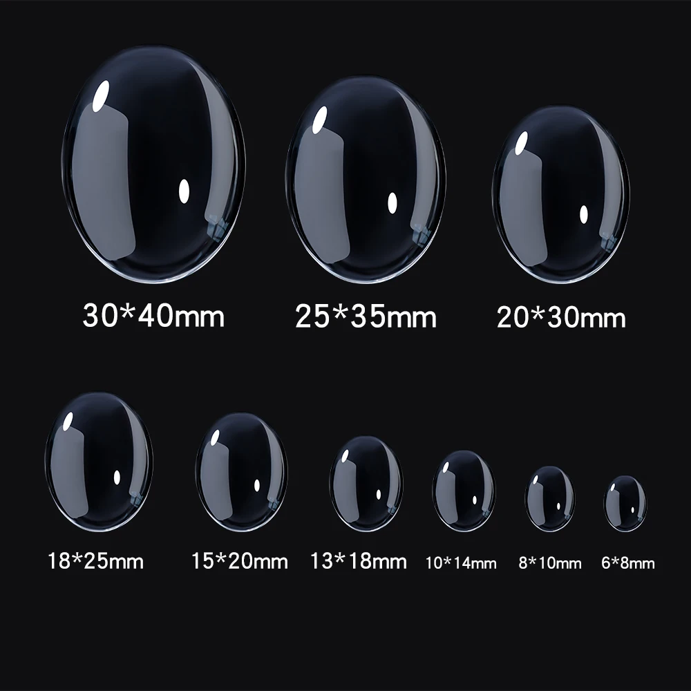 5-50pcs/lot Clear Oval Glass Cabochons High Quality Transparent Flatback Cabochon Cameo For DIY Jewelry Making Necklace Earrings