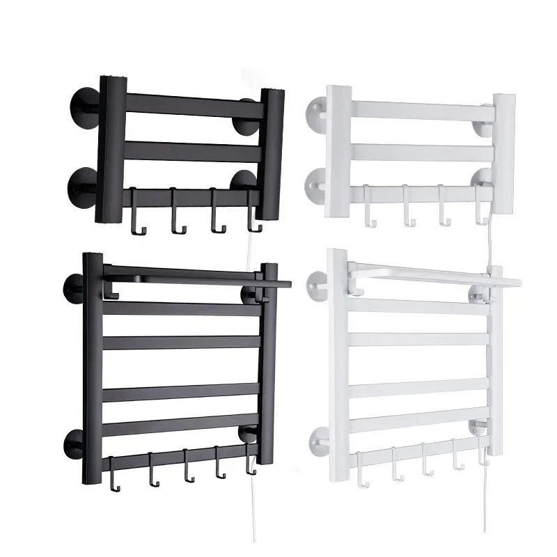 Black/White Electric Towel Rack Bathroom Energy Saving Electric Towel Holder Aluminum Home Heating Rail Dryer Towel