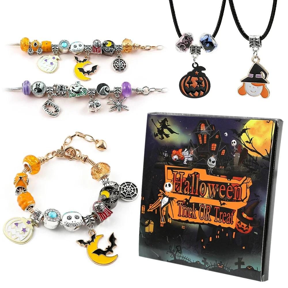 Halloween Advent Surprise Blind Box DIY Charms Bracelet Beads Pendant Disney Nightmare Before Christmas Jack Skellington Charms