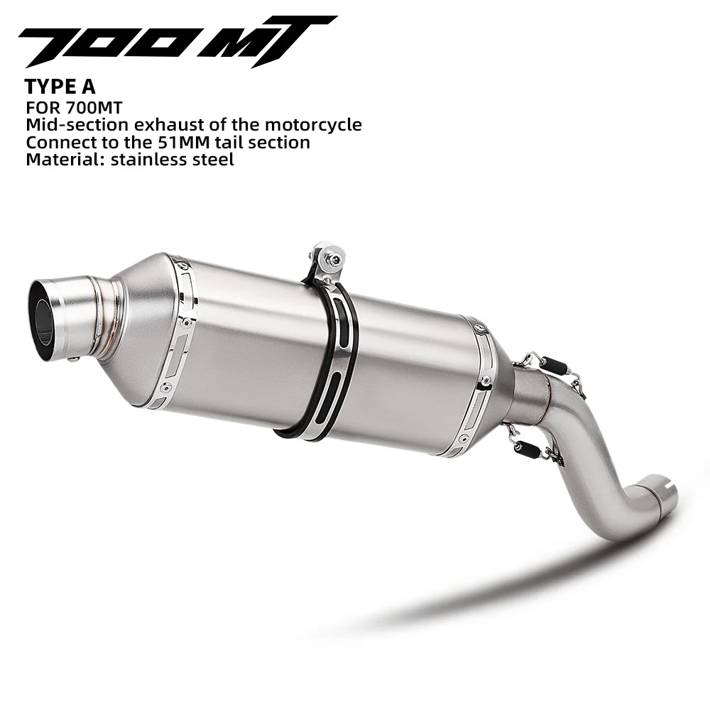 Slip On For 700MT 2025 2026 Moto Modify 51mm Muffler Mid Connecting Link Pipe 700 MT