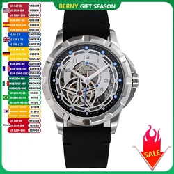 BERNY Watches for Men Skeleton Luminous Luxury Automatic Mechanical Men's Wristwatches 42mm Perspective Classical Watch