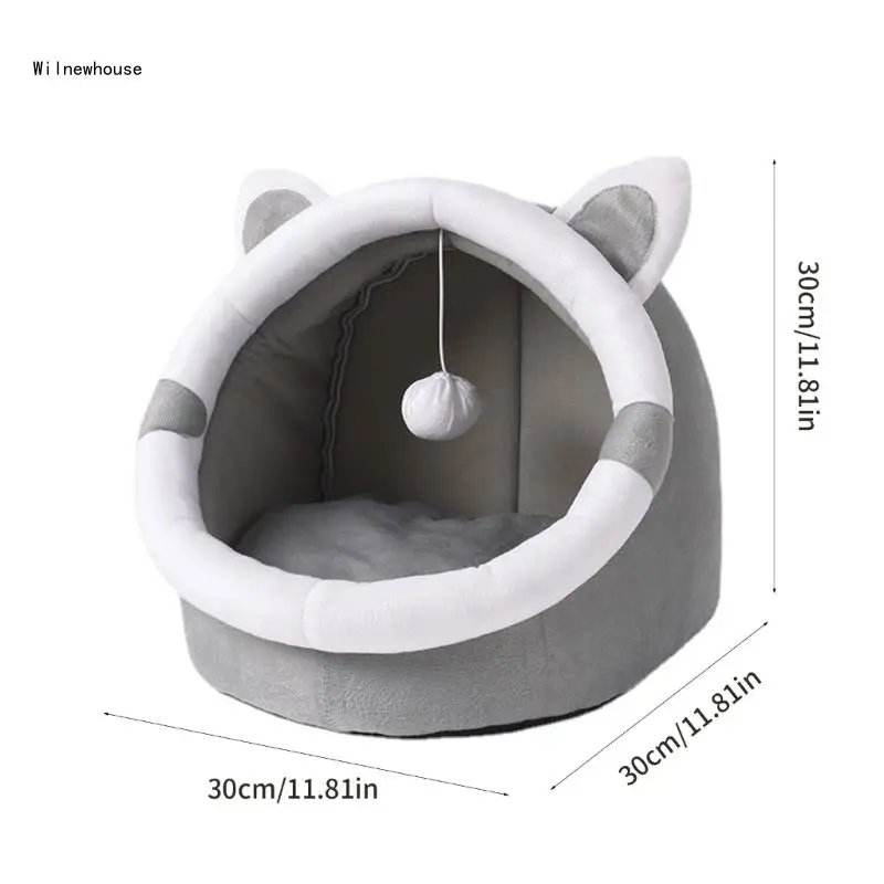 Warm Nest Bed Kitten House Winter Sleeping Bed Dog Kennels AntiSlip Round Bed with Detachable Cushion Rest Dropship