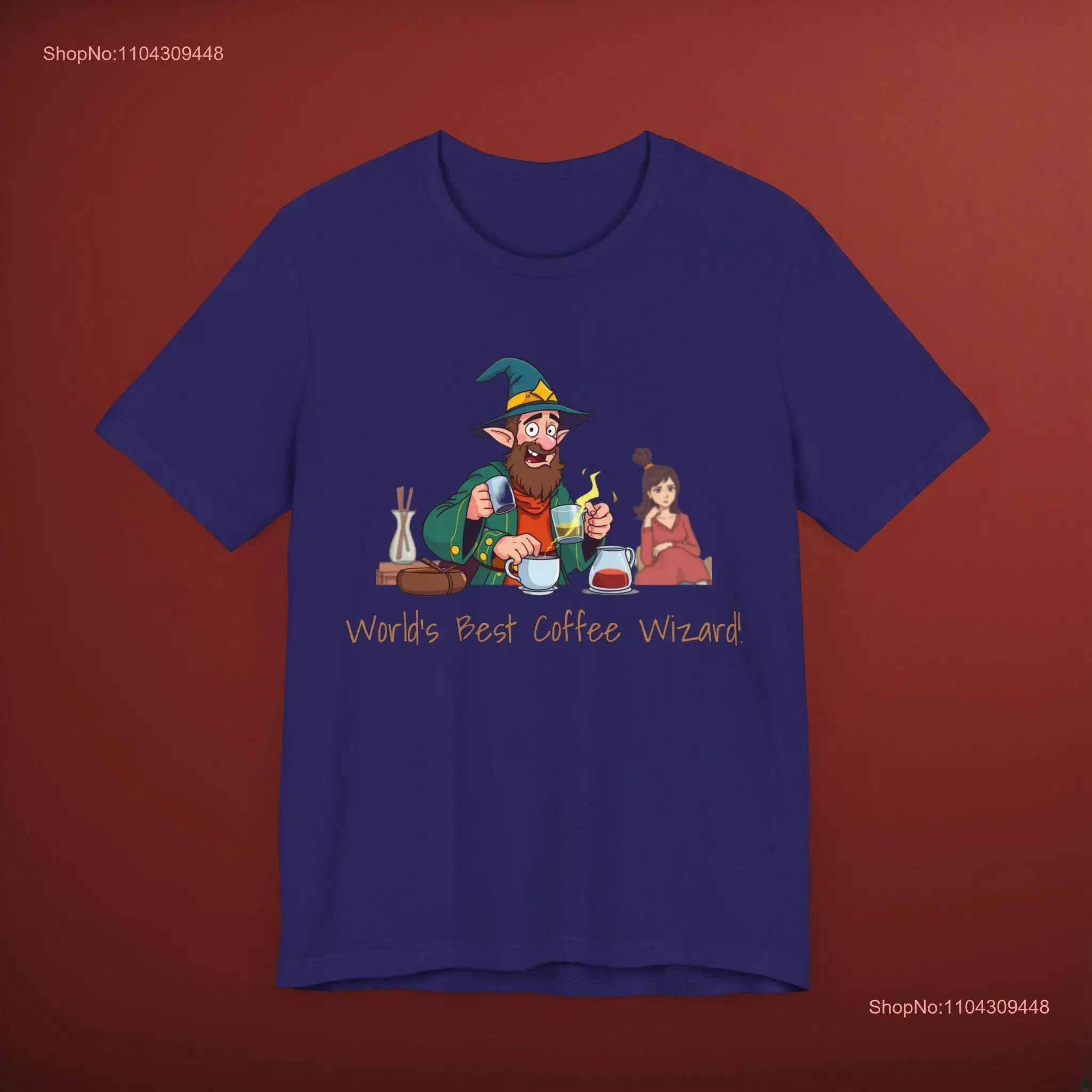 Coffee Wizard T Shirt for Dads Boyfriends and TTRPG Fans World's Best Magic Design long or short sleeves