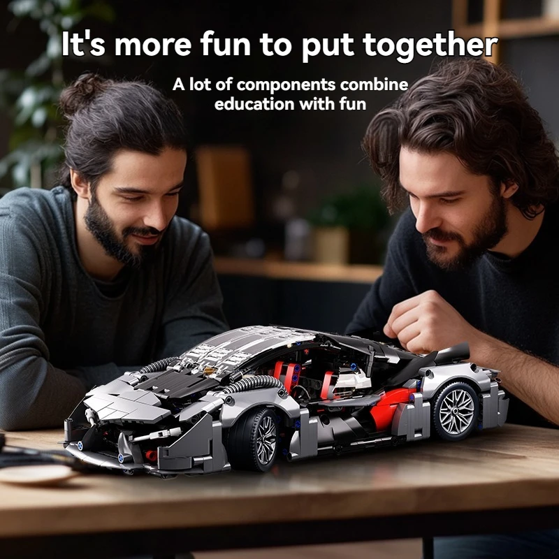 

2025 Technical Super 1:14 Silver Sports Car Building Blocks City Speed Famous Vehicle Bricks MOC Assemble Toys for Adult Kid