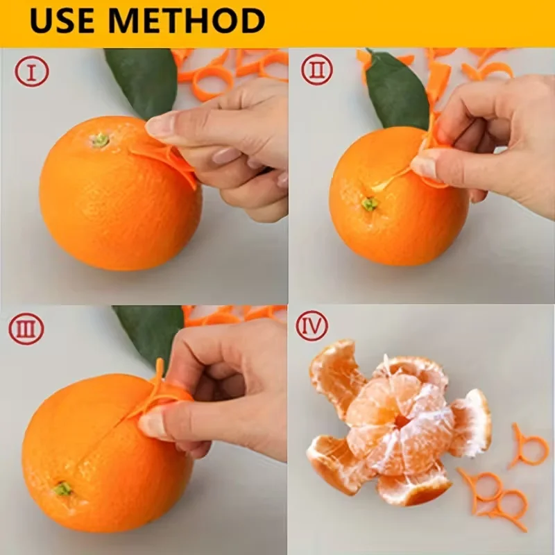6pc Plastic Orange Peeler with Creative Cutter & Ring Handle for Lemon Grapefruit Fruit Veg Kitchen Tool