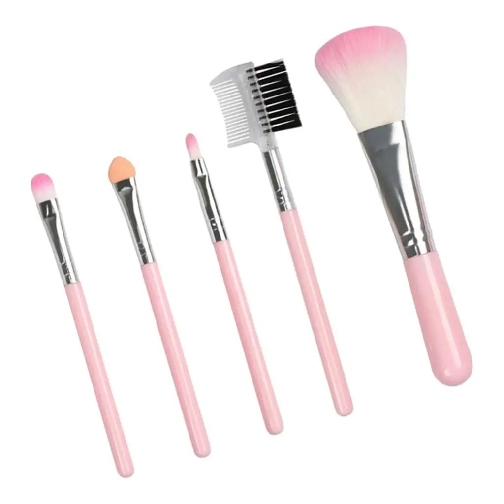 Set Professionale di Pennelli per Trucco, Kit di Pennelli Rosa in Nylon, Accessori per Makeup Viso, Occhi e Blush