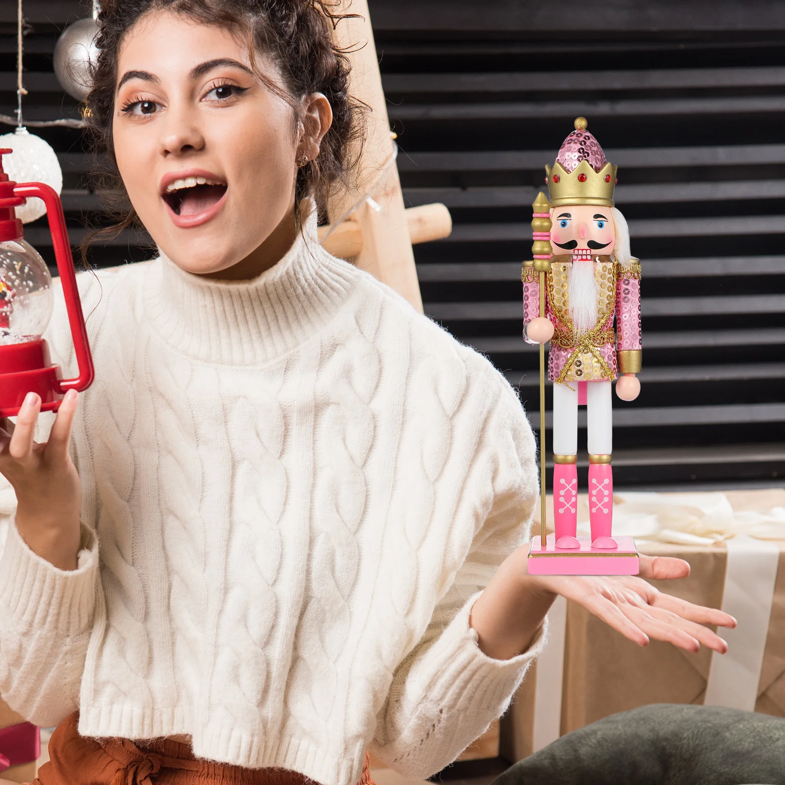 

Wooden Nutcracker Handcrafted Christmas Decor Sturdy Base Holiday Home Decoration Xmas Ornament Nutcracker Statue