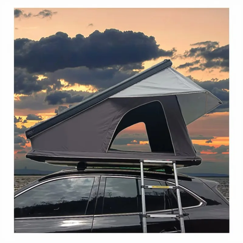 Available hard shell roof tent with quick opening system X-hinge interior rear 40cm lift roof tent