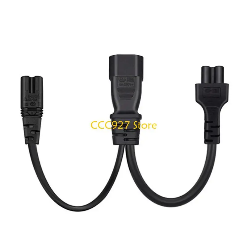 B03F 3-pin IEC320-C14 Male to IEC320-C7+C5 Female Power Supply Converter Cable Line