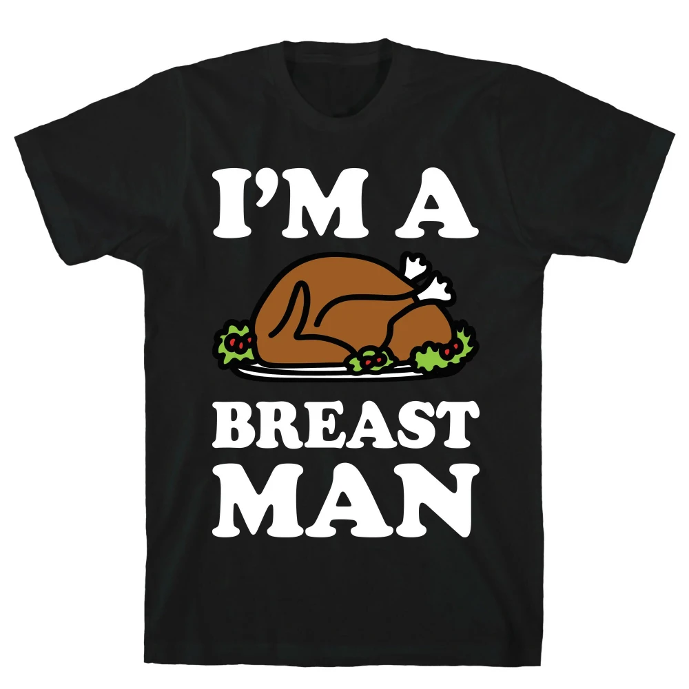 Men Clothing Men T Shirts Unisex I'm A Breast Man Shirt Pumpkin Season Retro Thankful Vibes Autumn Thanksgiving T-Shirt-220g