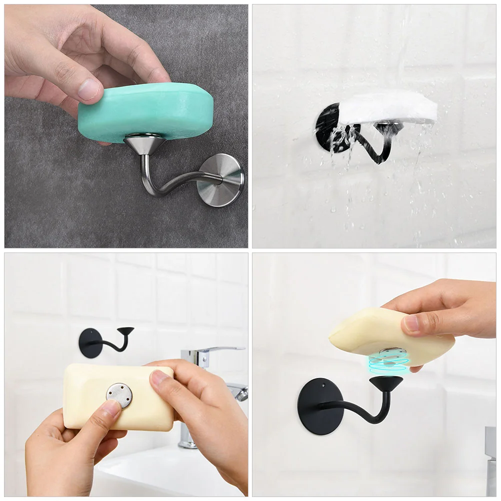 

6pcs Magnetic Soap Holder Draining Rack Caps Stainless Steel Adhesive Wall Bathroom Supplies NonRusting
