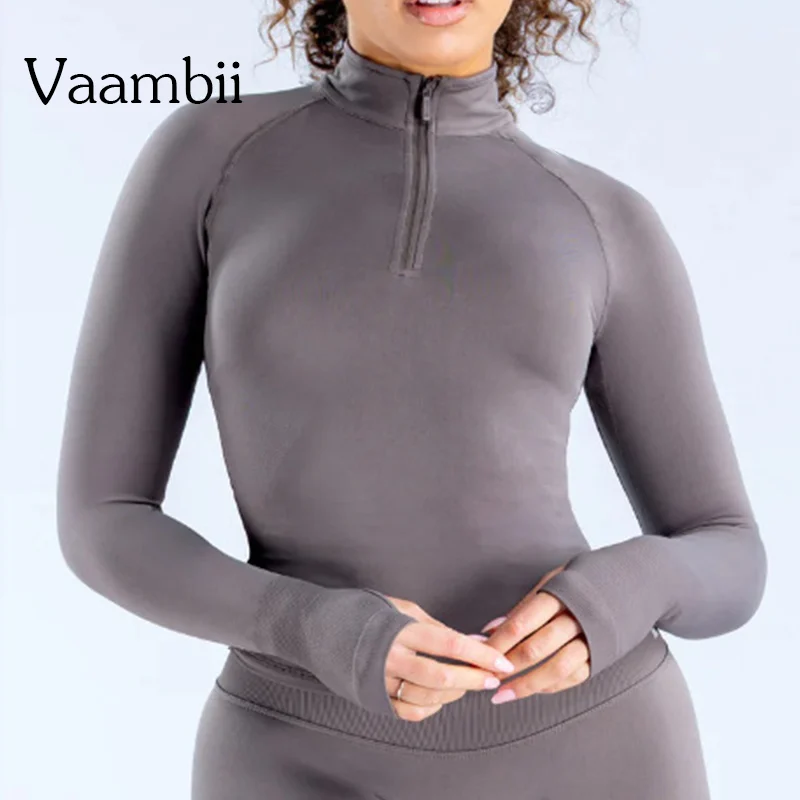 

Women Seamless Sports Shirts Fitness Workout Pilates Clothes Impact Half Zippy Gym Top Long Sleeve Jacket Yoga Clothing