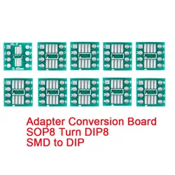10PCS SOP8 Turn DIP8 SMD to DIP adapter Socket SOP8/TSSOP8/SOIC8/SSOP8 Board TO DIP Adapter Converter Plate 0.65mm 1.27mm