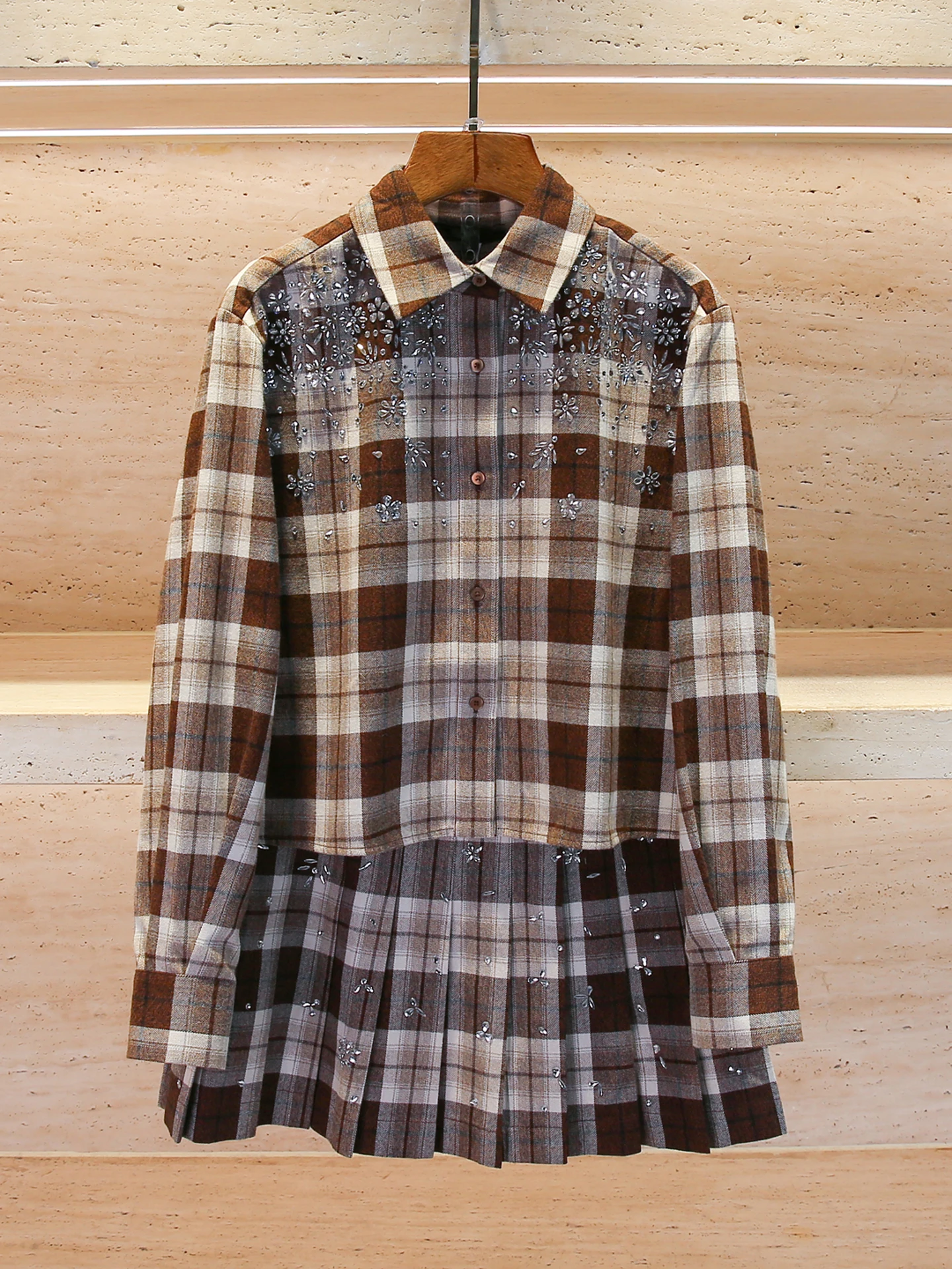 

M Home Nan You Высококачественный женский топ Faion Cheered irt с плиссированной юбкой, блестящий осенне-зимний наряд для женщин